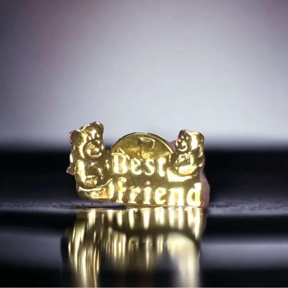 Best Friend l Gold Bear Pin w/box l Vintage